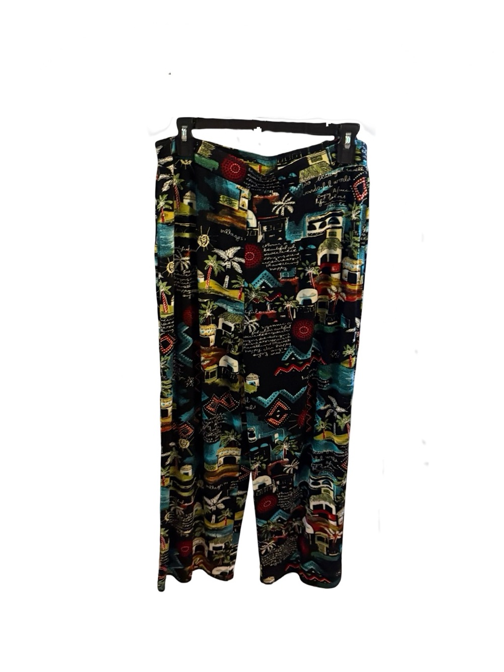 Chico's Travelers Colorful Village Print Wide Leg Palazzo Pants
